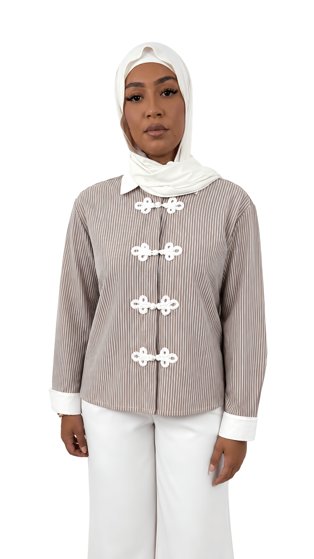 Chemise Rayures Moka - Dar Lya Couture