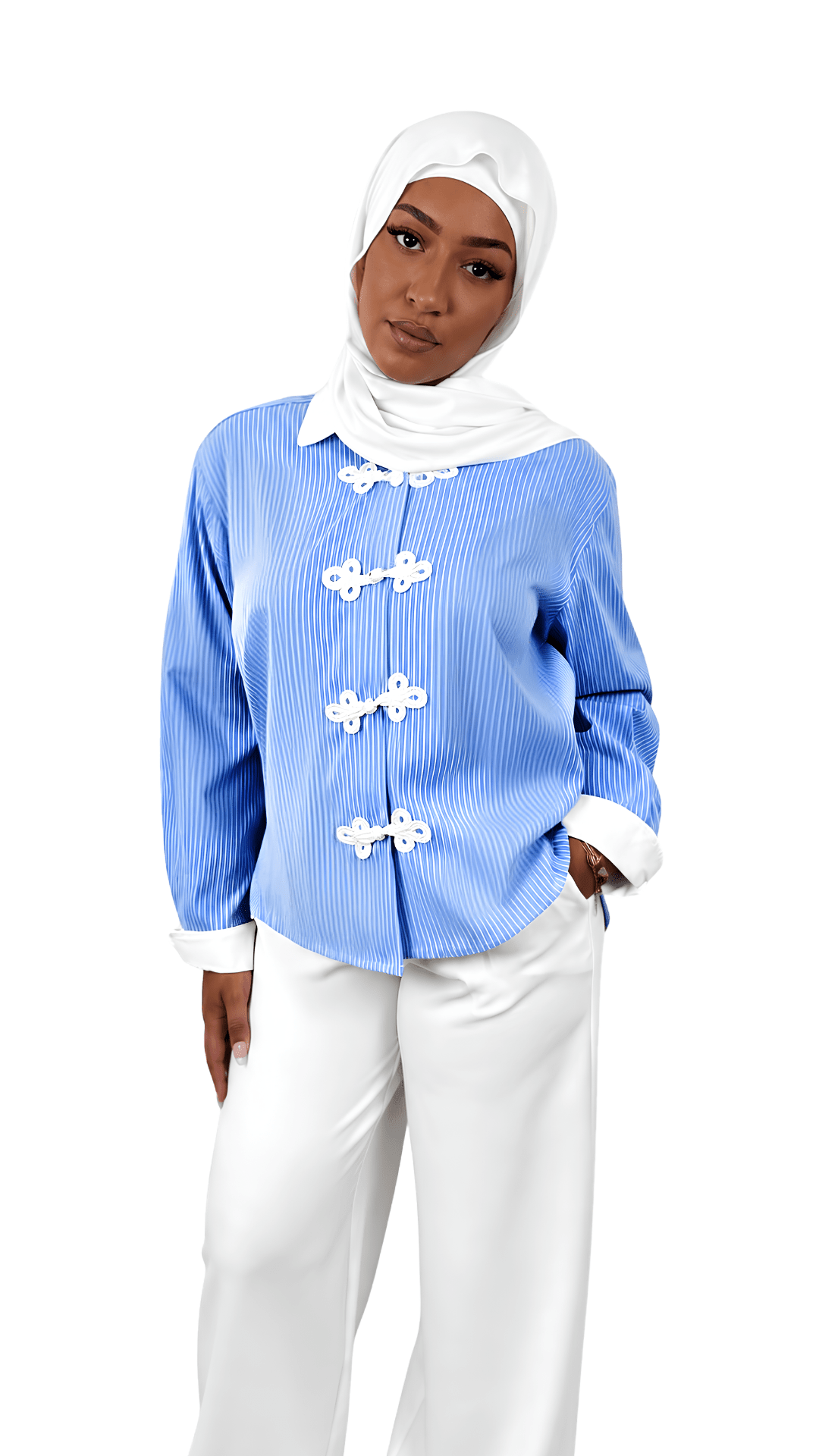 Chemise Rayures Bleues - Dar Lya Couture